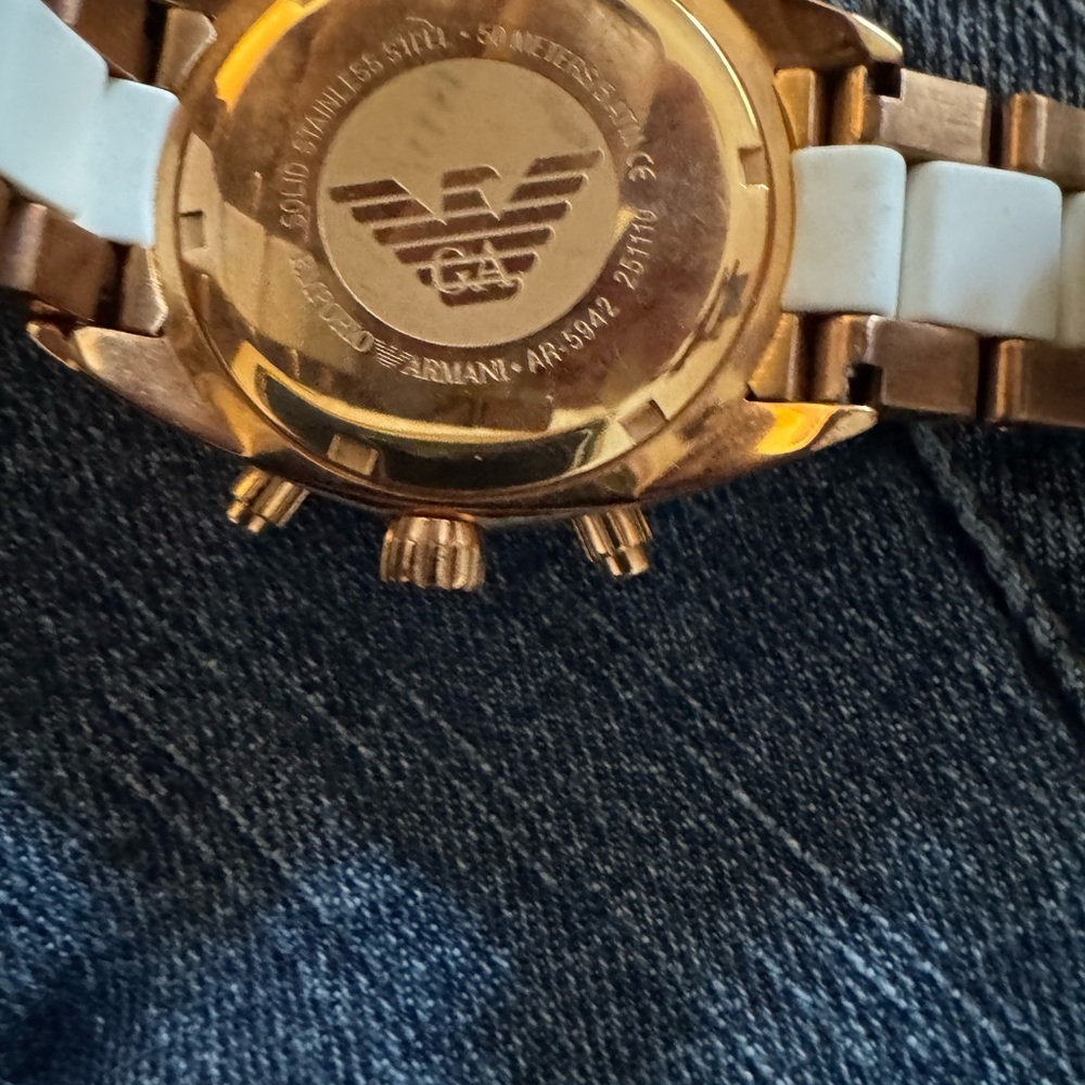 Emporio Armani rose, gold, and white watch - Picture 6 of 13